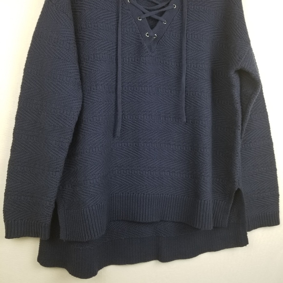 Athleta Blue Sunset Lace Up Slouchy Fit Sweater Cotton Blend Size Medium - Picture 8 of 15